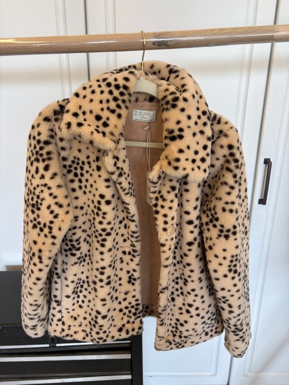 Z Supply Leopard Print Faux Fur Jacket - Beige and Black